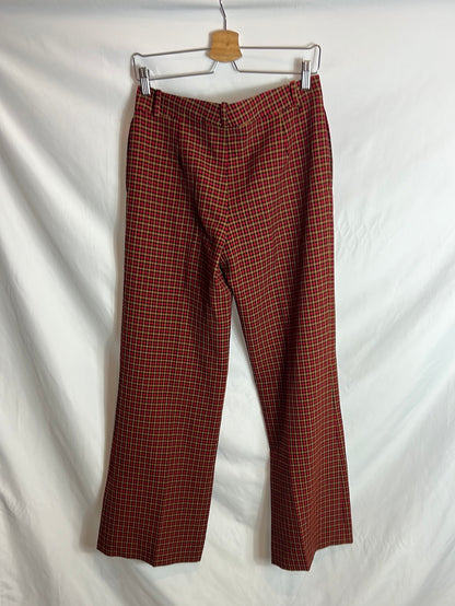 ZARA. Pantalón cuadros pata ancha. T XS