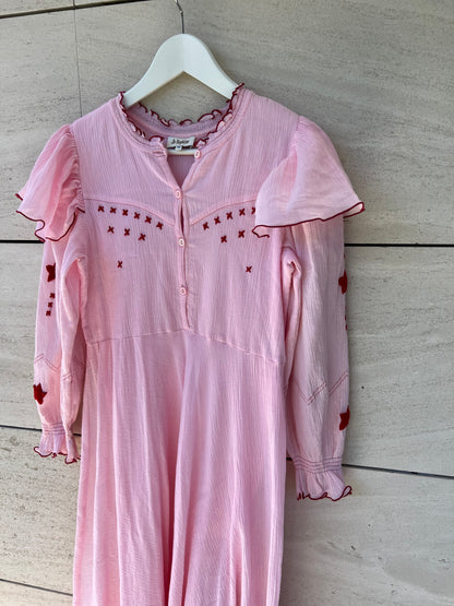 JO SEPHINE. Vestido largo rosa bordado  T.xs