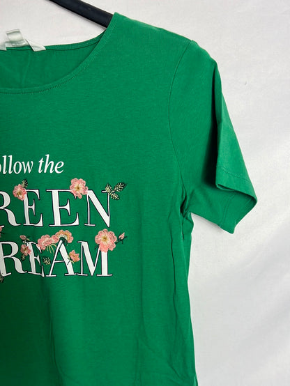 CORTEFIEL. Camiseta verde letras. T S