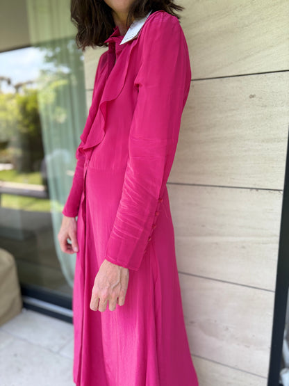 & OTHER STORIES. Vestido largo rosa volantes T.34