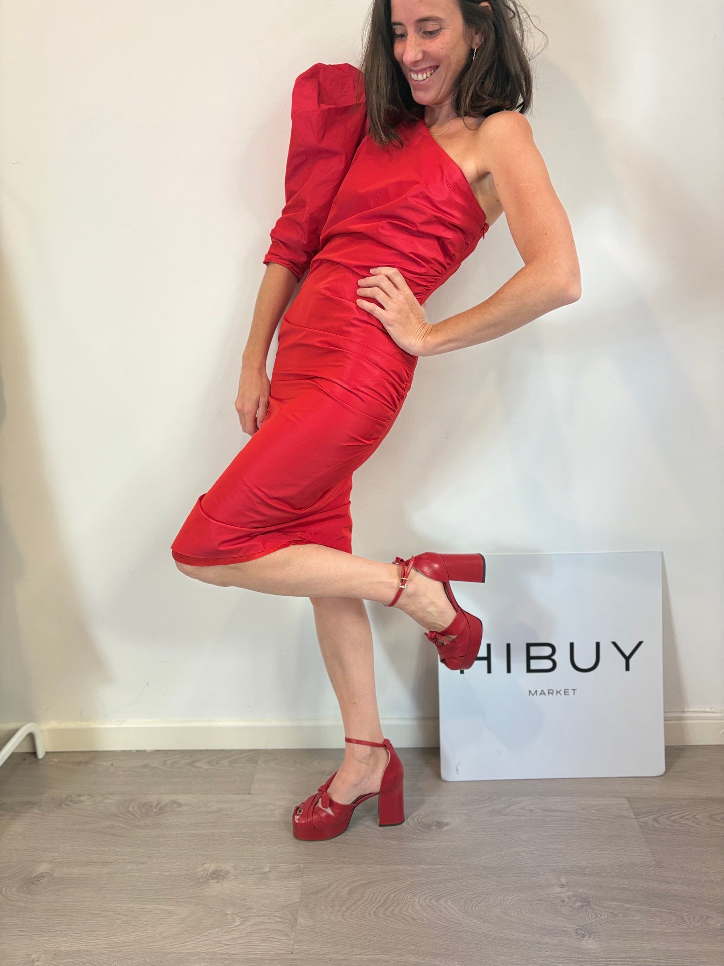 TACHE by CRISTINA MASTACHE. Vestido asimétrico fruncidos. T S