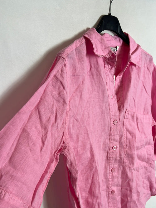 ZARA. Camisa lino rosa fluida. T XS