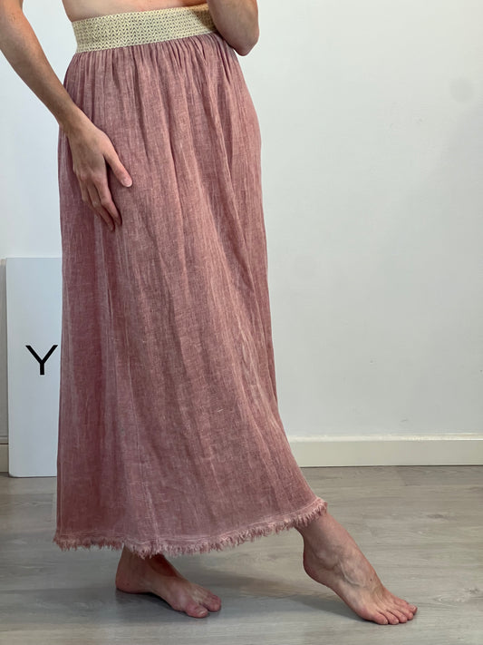 ZUA. Falda rosa con lino TU (xs)