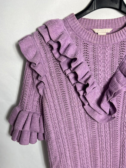 H&M.Top punto lila volantes. T 36 (Tara)