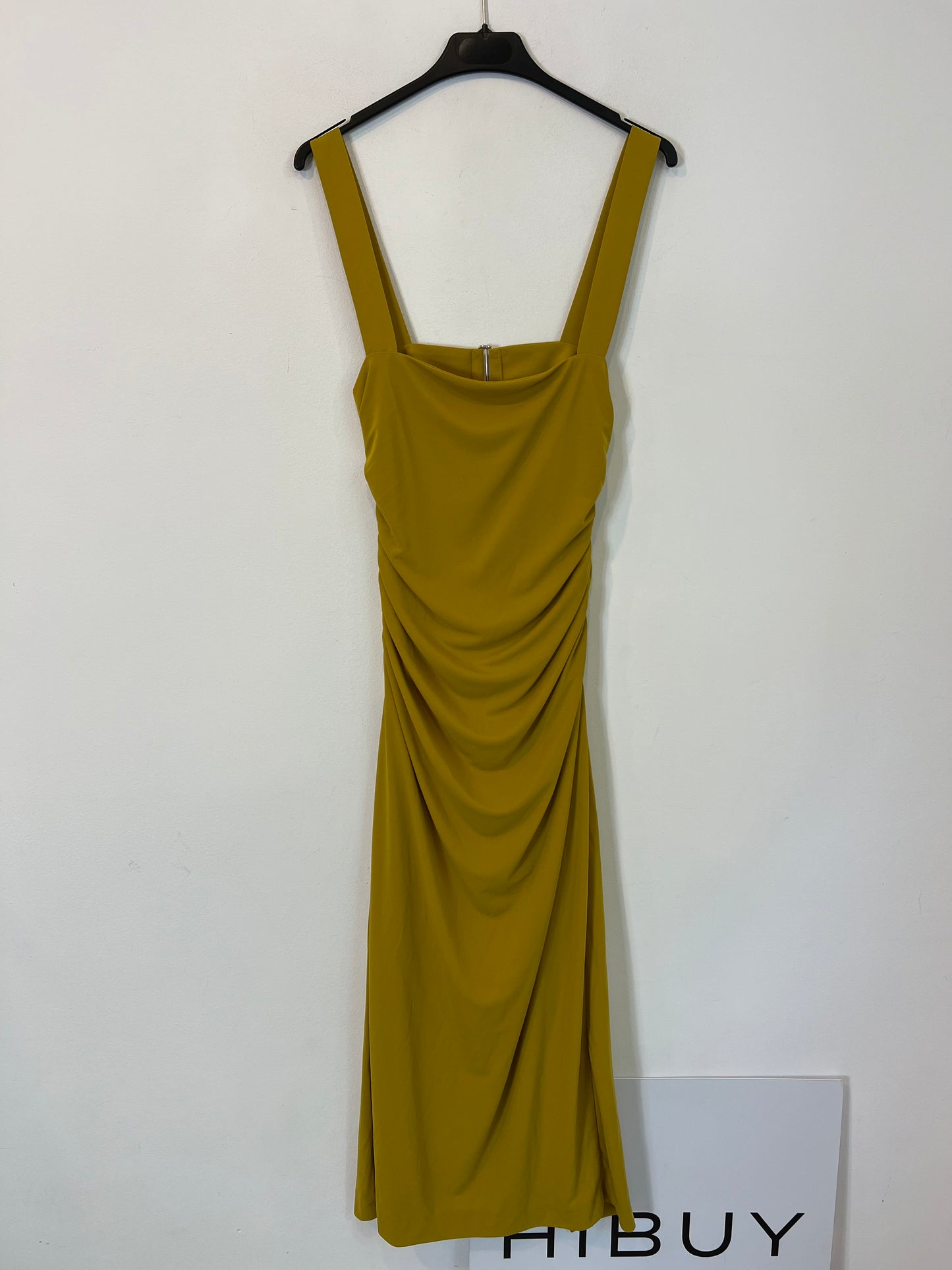 ZARA. Vestido mostaza fruncido T.s