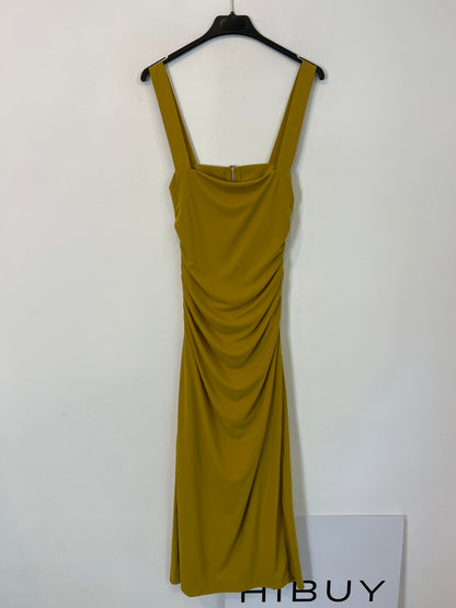 ZARA. Vestido mostaza fruncido T.s