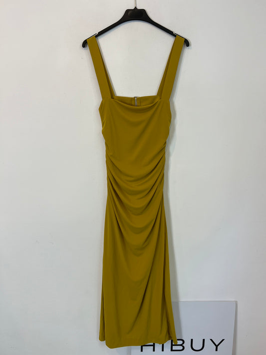 ZARA. Vestido mostaza fruncido T.s