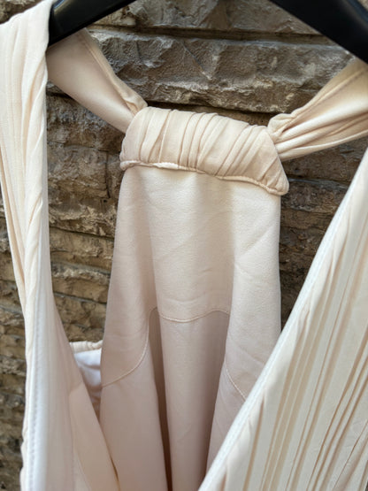 BIMANI. Vestido midi plisado beige