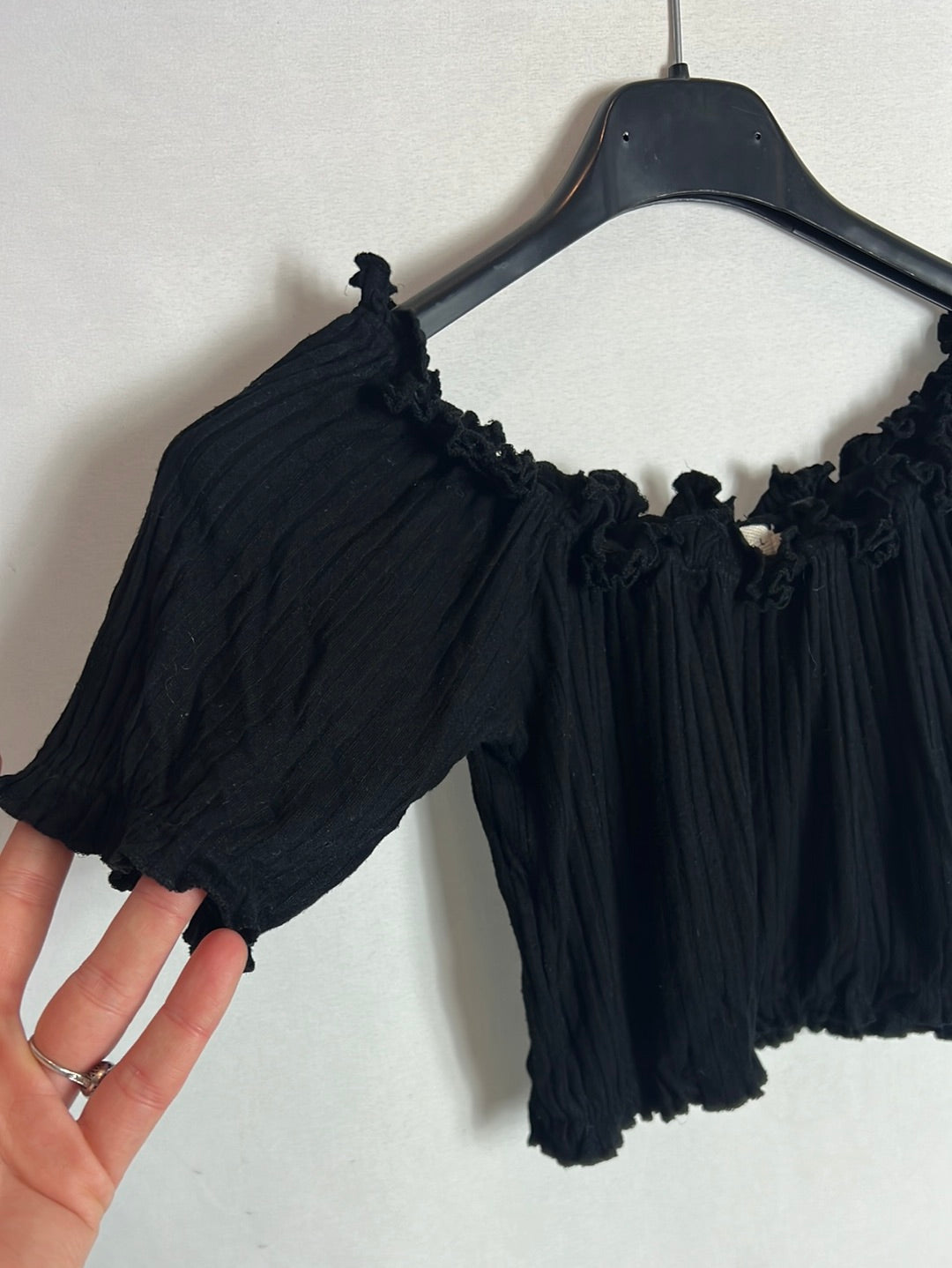 DOUBLE AGENT. Croptop canalé elastico T L