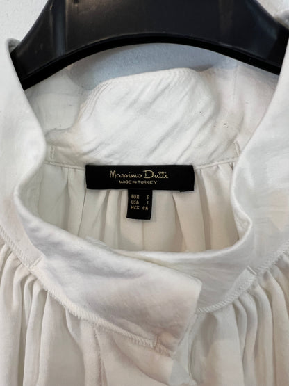 MASSIMO DUTTI. Vestido blanco fluido T.s