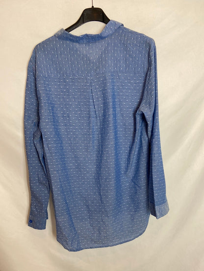PRIMARK. Camisa azul topitos T.40