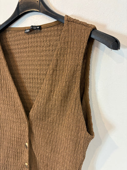 ZARA. Brown gathered set. TS