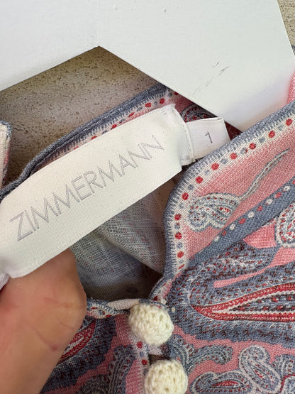 ZIMMERMANN. Vestido mini de lino color marfil
