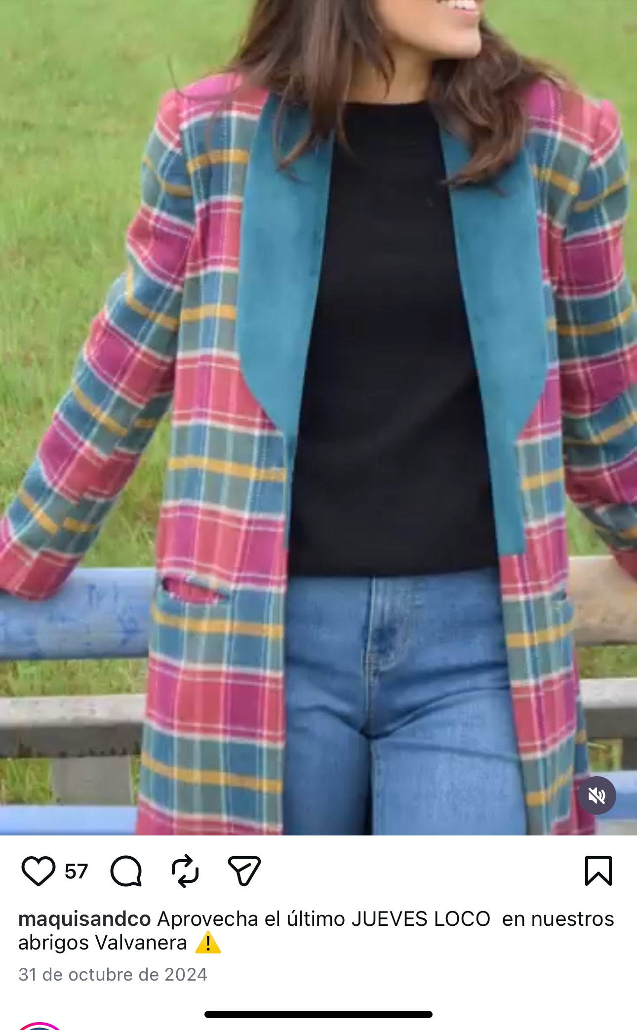 MAQUIS & CO. Abrigo largo cuadros solapa terciopelo