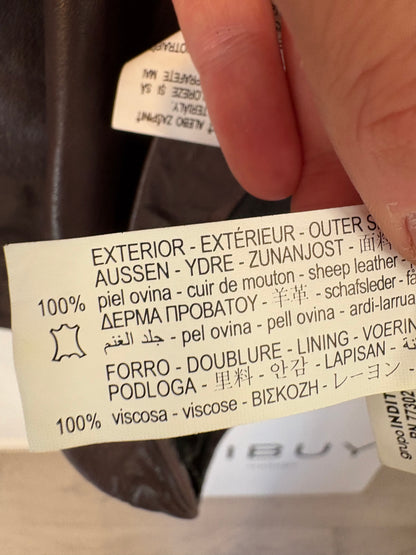 ZARA. Vestido piel marrón chocolate. T XL