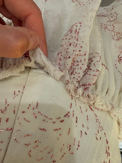 ALMA AGUILAR. Beige embroidered skirt, size 38