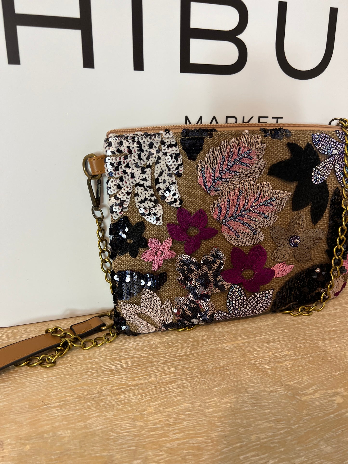 DULCINEA HEREDIA. Bolso doble textura flores