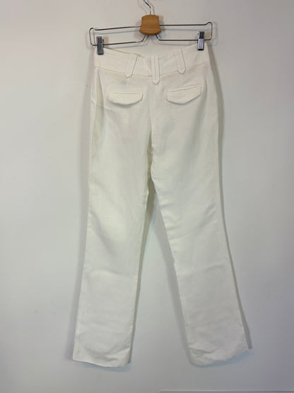 MASSIMO DUTTI. Pantalón blanco con lino. T 36