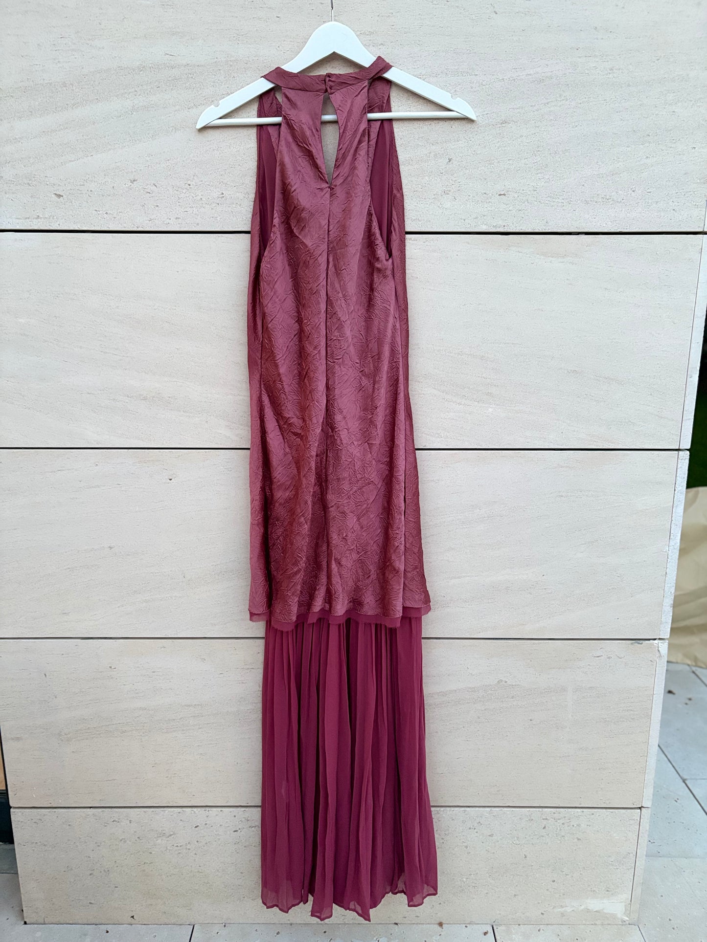 ZARA. Vestido midi combinado plisado