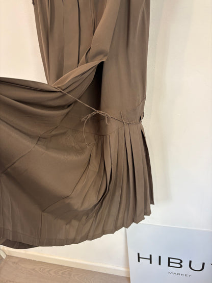 SPORTMAX. Vestido tablas caqui seda