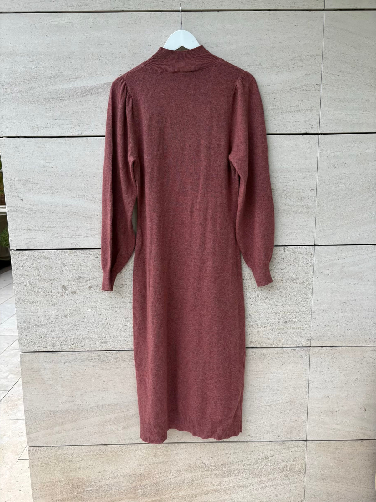 ARTLOVE.Vestido midi con lana rosa jaspeado
