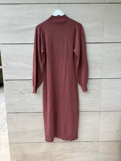 ARTLOVE.Vestido midi con lana rosa jaspeado
