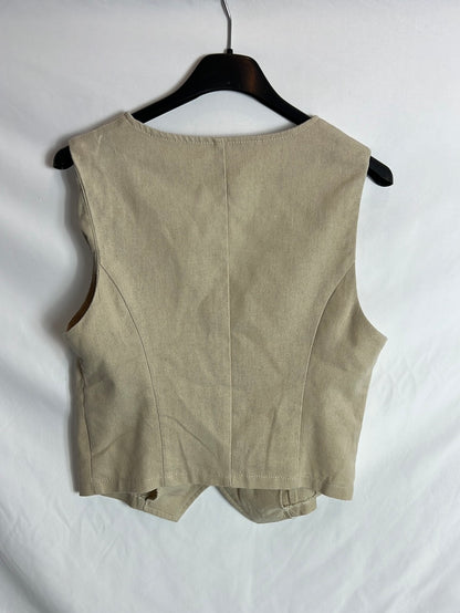 OTRAS. Chaleco beige efecto lino TU(S)