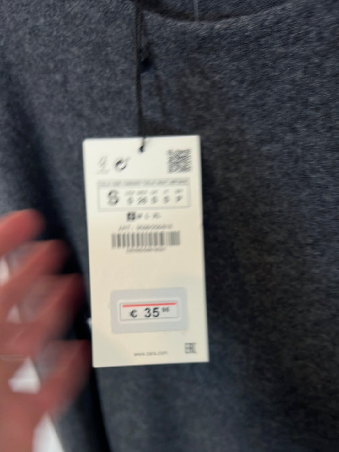 ZARA. Vestido largo punto gris T.s