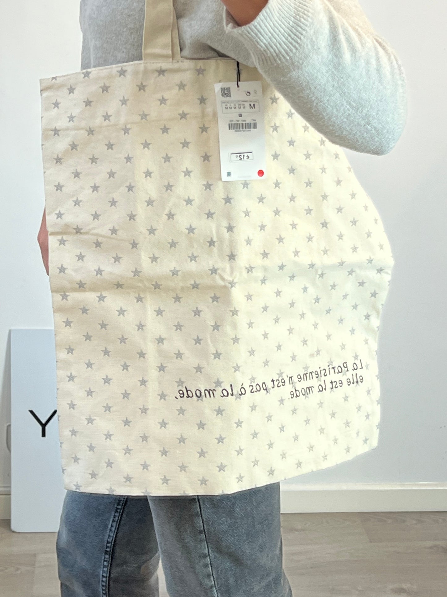 ZARA. Star fabric shopper bag