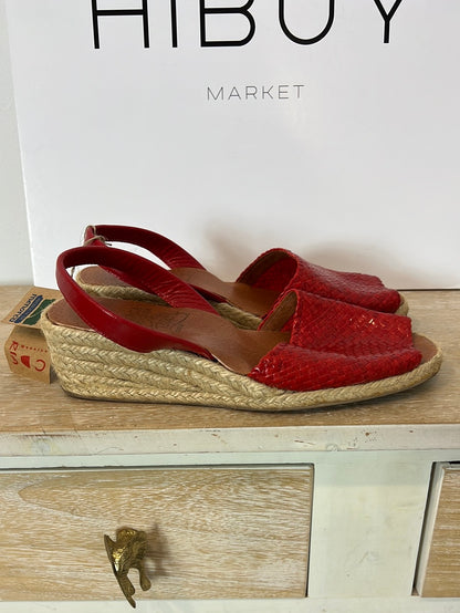 AVARCA MENORQUINA. Cuña esparto piel roja. T 40