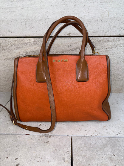 MIU MIU. Bolso tote piel bicolor