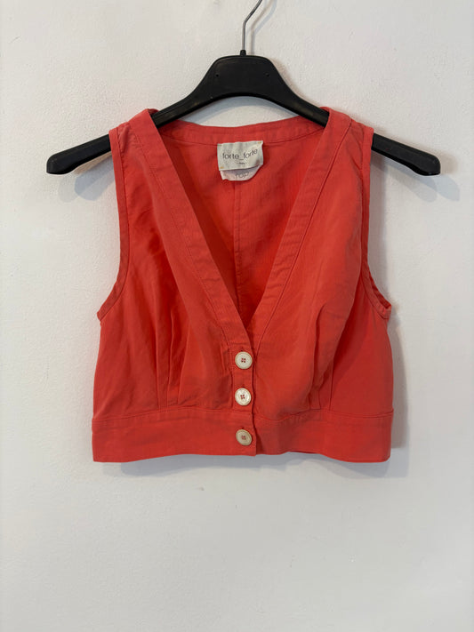 FORTE FORTE. Top rosa con lino