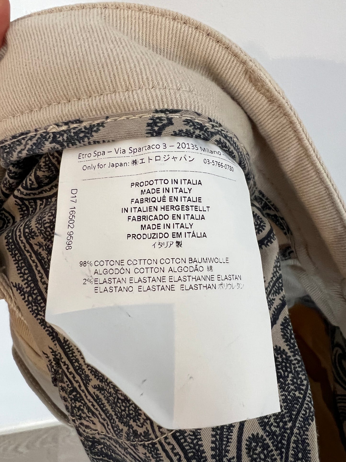 ETRO. Denim beige detalle flecos. T 27 (36)