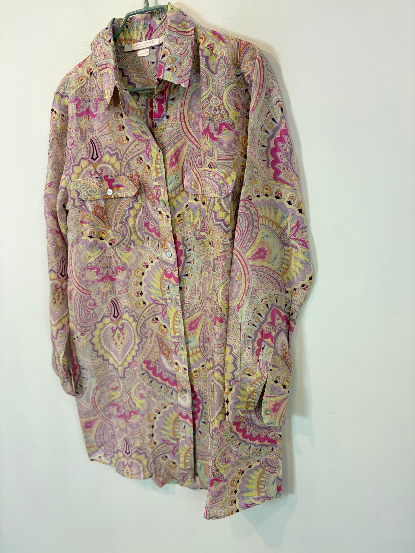 ZARA HOME. Vestido corto camsiero seda