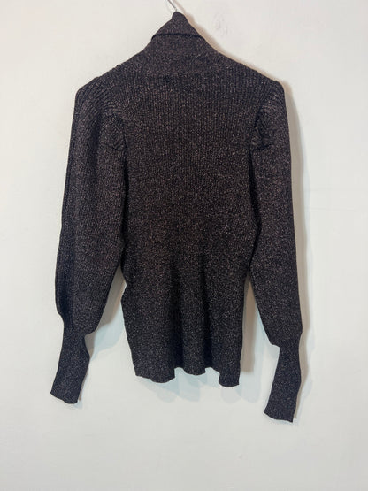 PEDRO DEL HIERRO. Jersey cuello alto hilos brillo. T S