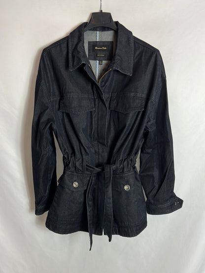 MASSIMO DUTTI. Chaqueta denim oscuro ajustable. T M