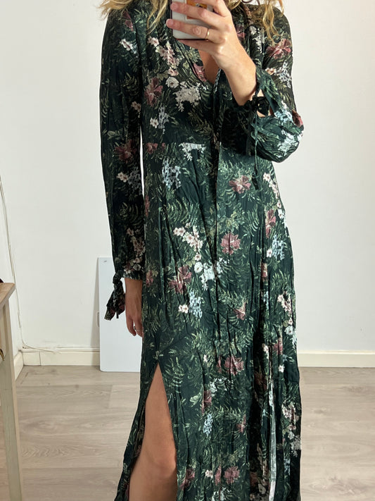 AMITIÉ. Vestido largo estampado fluido. T S