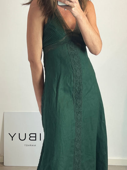 ZARA. Vestido midi verde detalles T.s