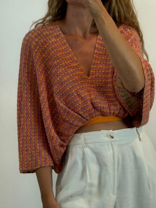 MANGO. Top punto colores manga amplia