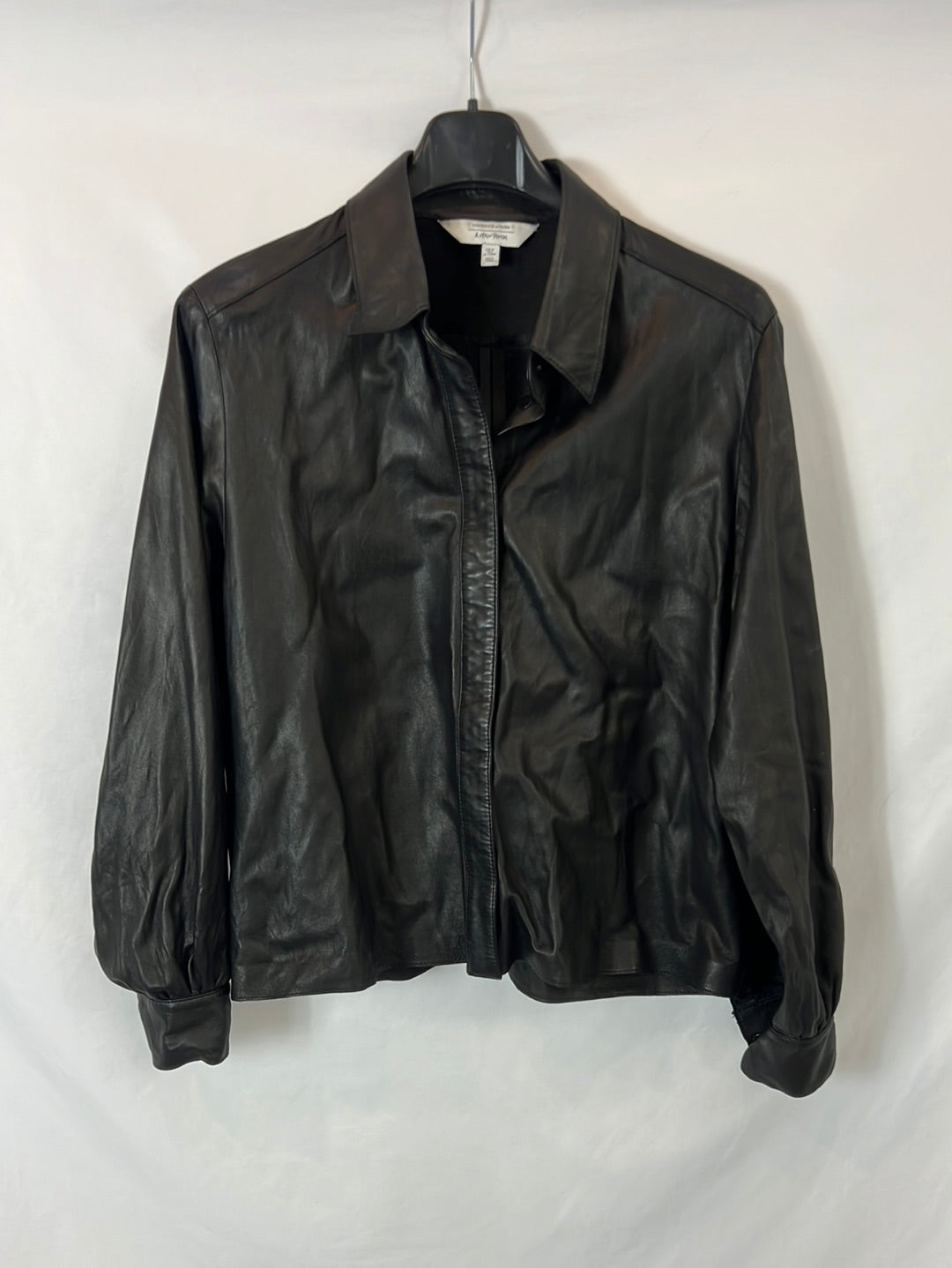 &amp;OTHER STORIES. Black leather overshirt, size 40