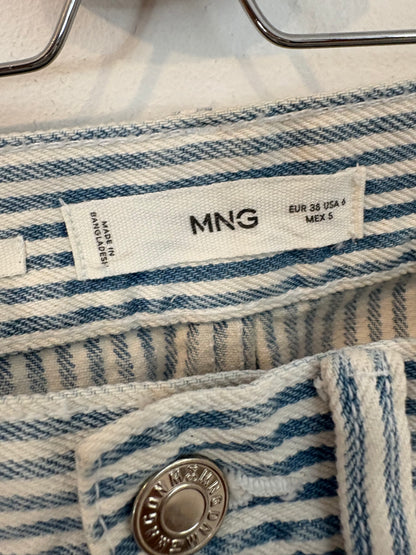MANGO. Straight-cut striped denim. Size 36