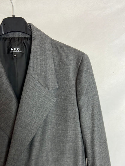 APC Blazer, Heather Grey, Wool. Size 36