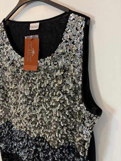 SINTESIS. Top lentejuelas plateadas