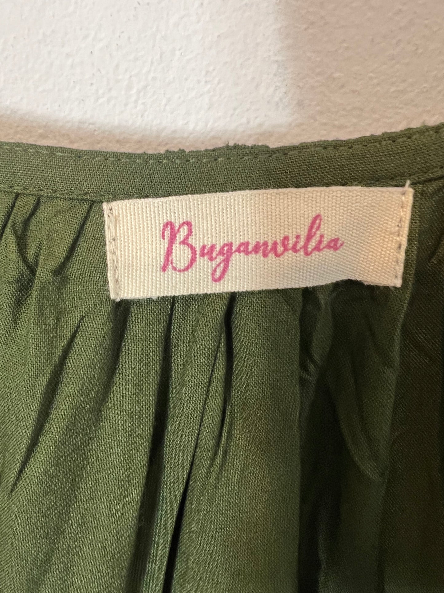 BUGANVILIA. Long green dress, size 3XL