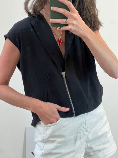 ZARA. Chaleco negro fluido T.m