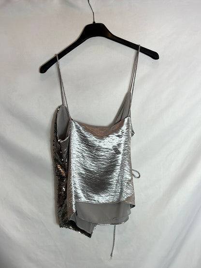 MANGO. Top cruzado doble textura T XS