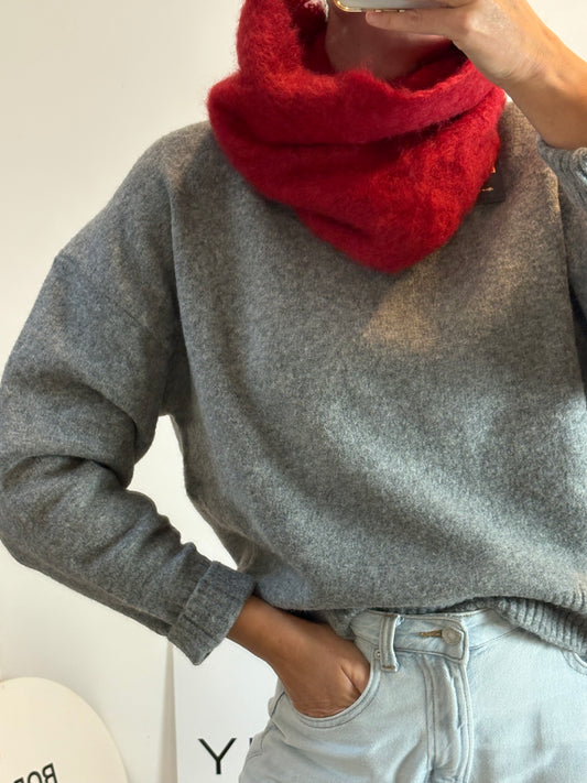 MANTAS EXCARAY. Cuello mohair rojizo