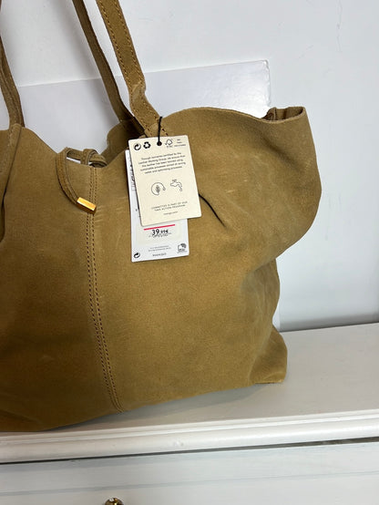 MANGO. Bolso shopper camel efecto piel