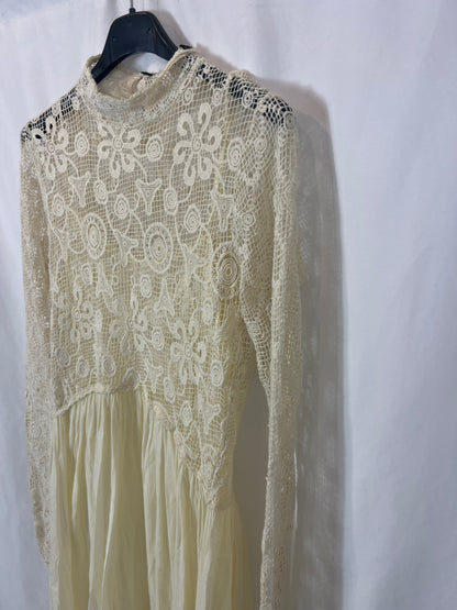 OTRAS. Vestido largo doble textura crudo. T XS