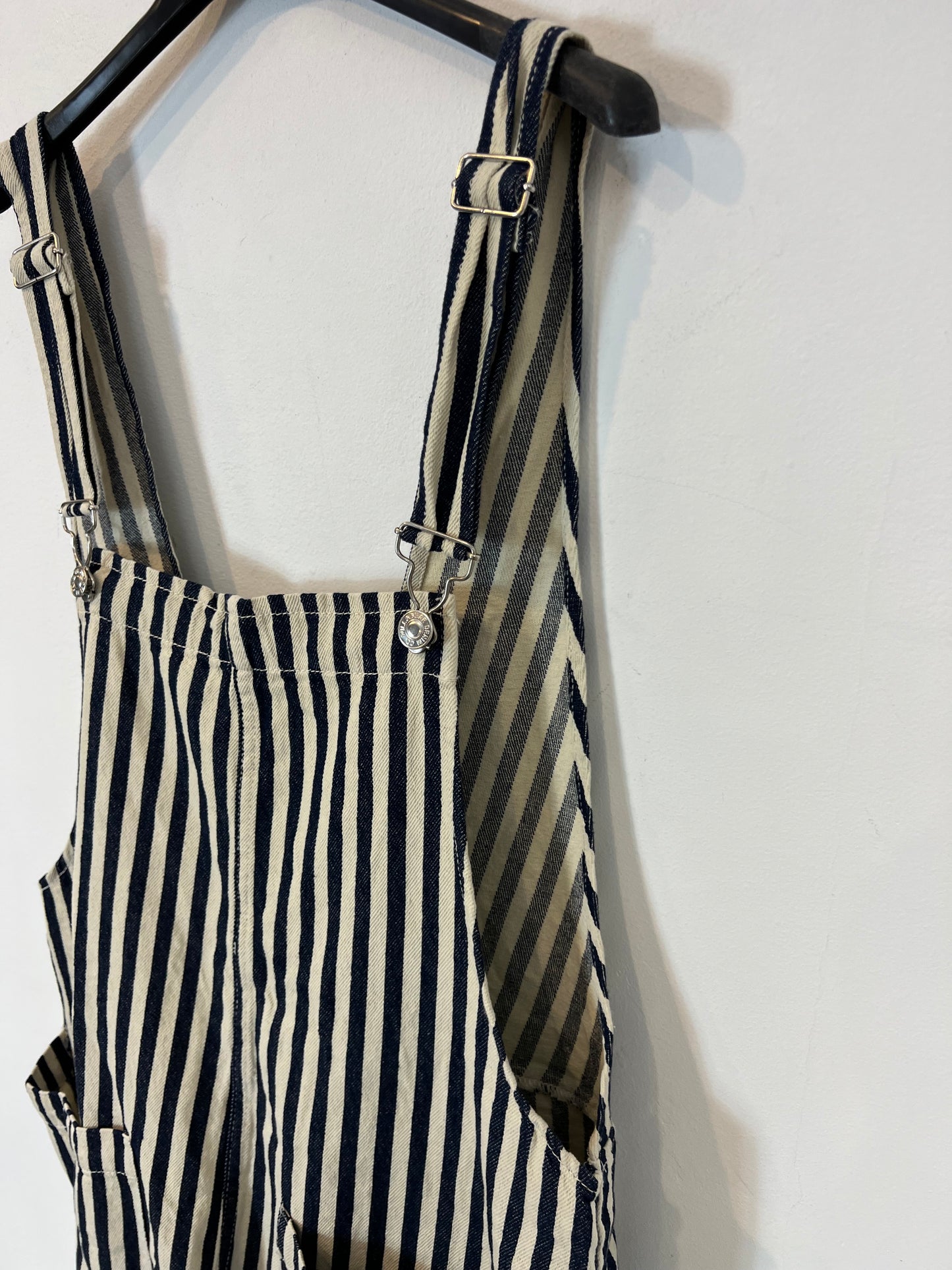PULL&amp;BEAR. Blue striped cotton short jumpsuit. TM